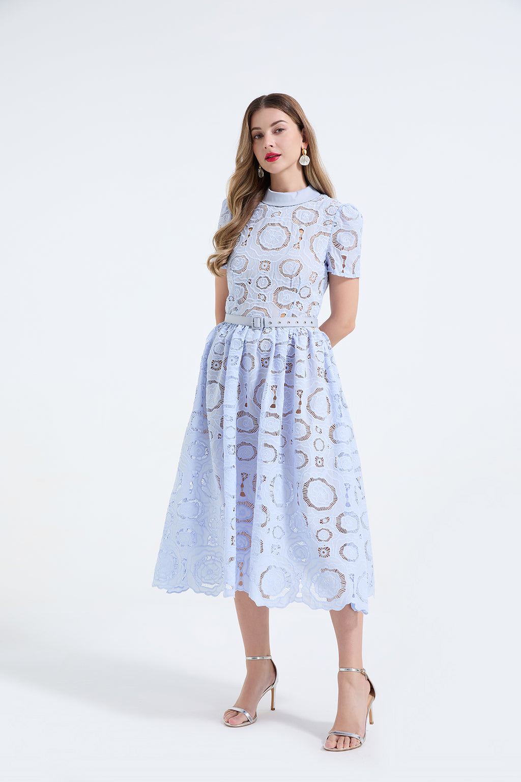 Women's Lace Hollow-Flower Bodycon Maxi Dress