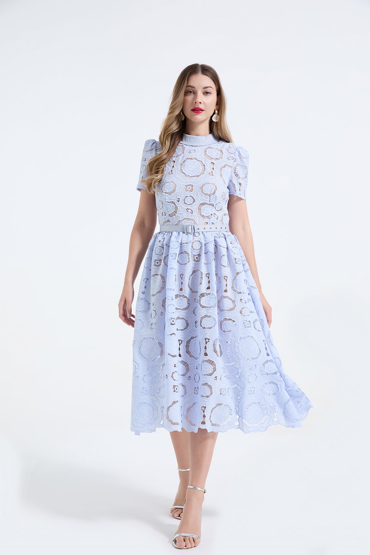Women's Lace Hollow-Flower Bodycon Maxi Dress