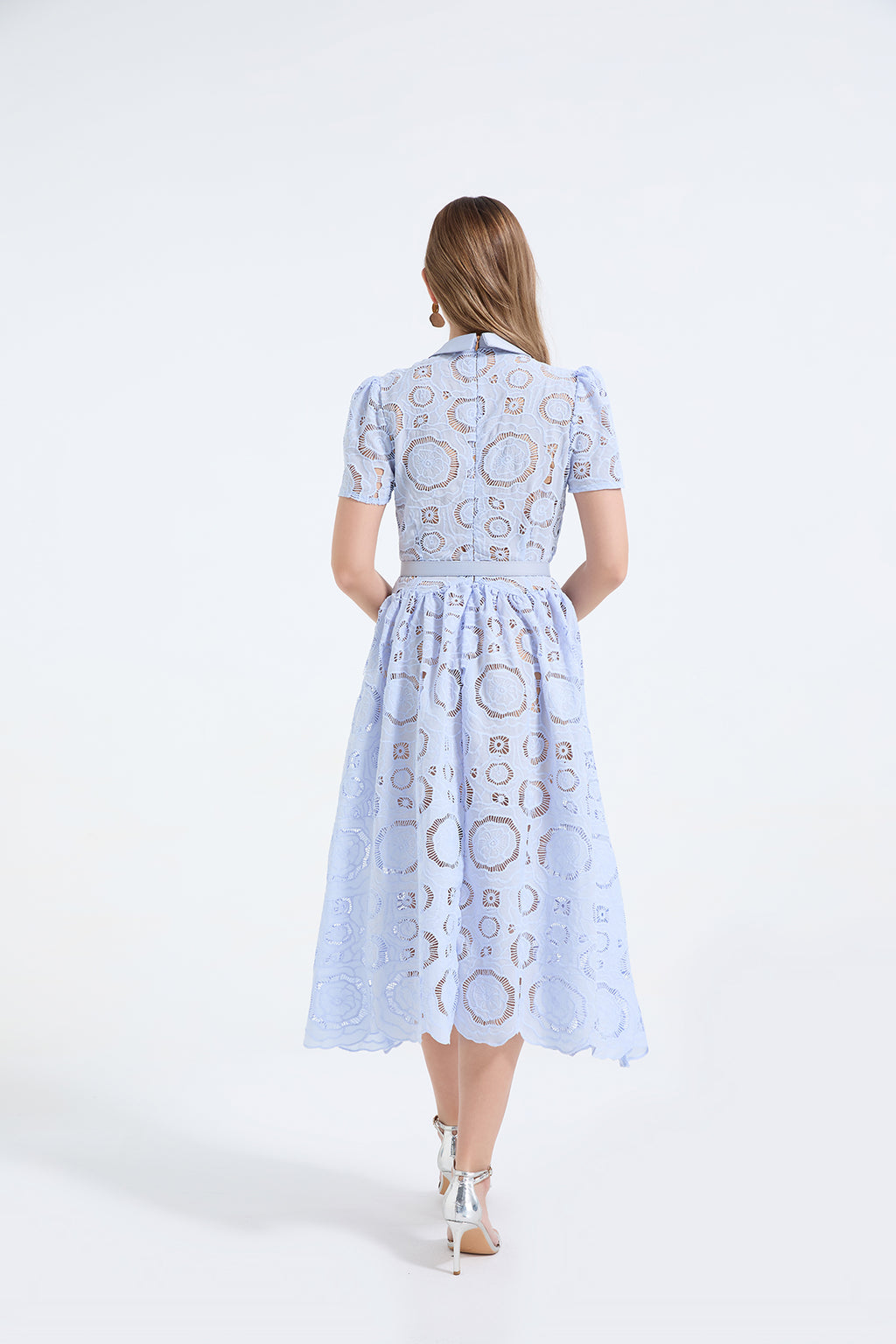 Women's Lace Hollow-Flower Bodycon Maxi Dress