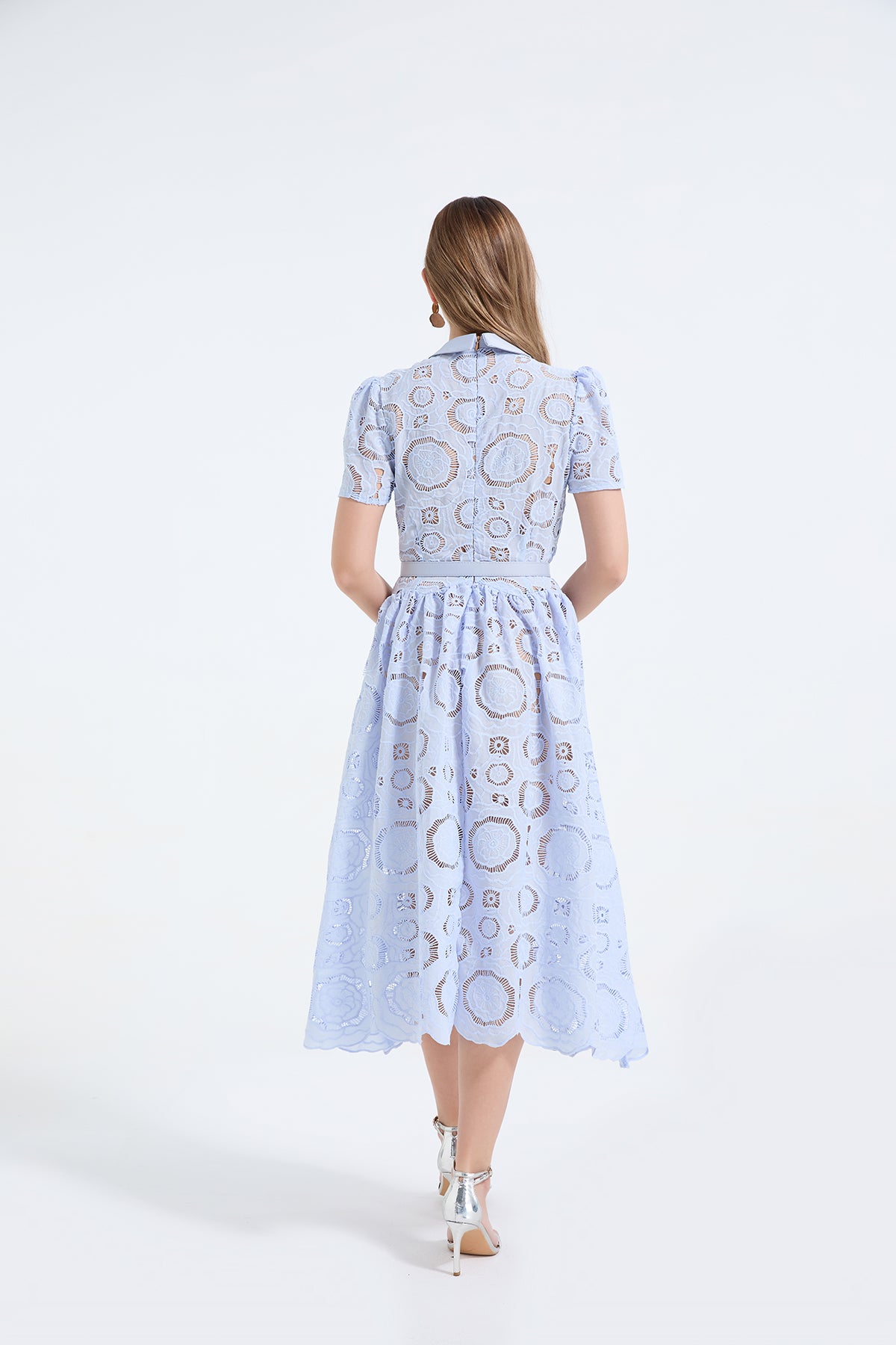 Women's Lace Hollow-Flower Bodycon Maxi Dress