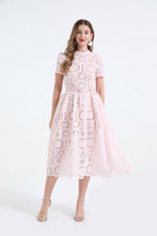 Women's Lace Hollow-Flower Bodycon Maxi Dress