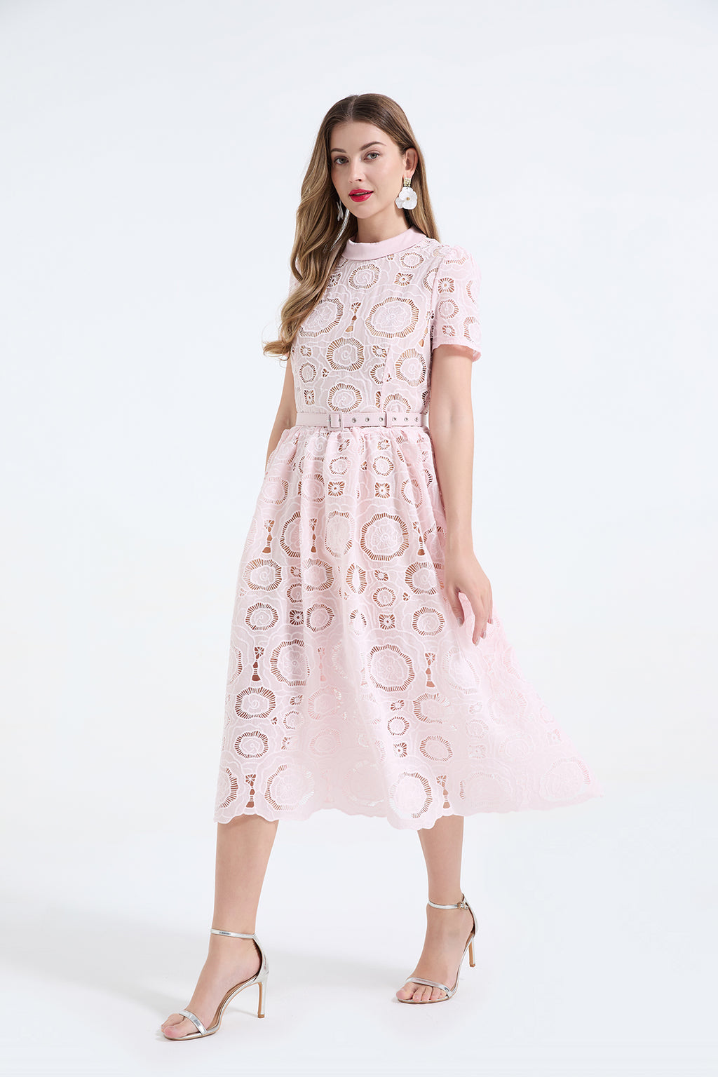 Women's Lace Hollow-Flower Bodycon Maxi Dress
