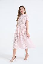 Women's Lace Hollow-Flower Bodycon Maxi Dress