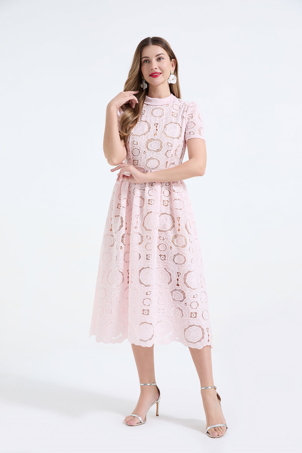 Women's Lace Hollow-Flower Bodycon Maxi Dress