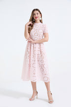 Women's Lace Hollow-Flower Bodycon Maxi Dress