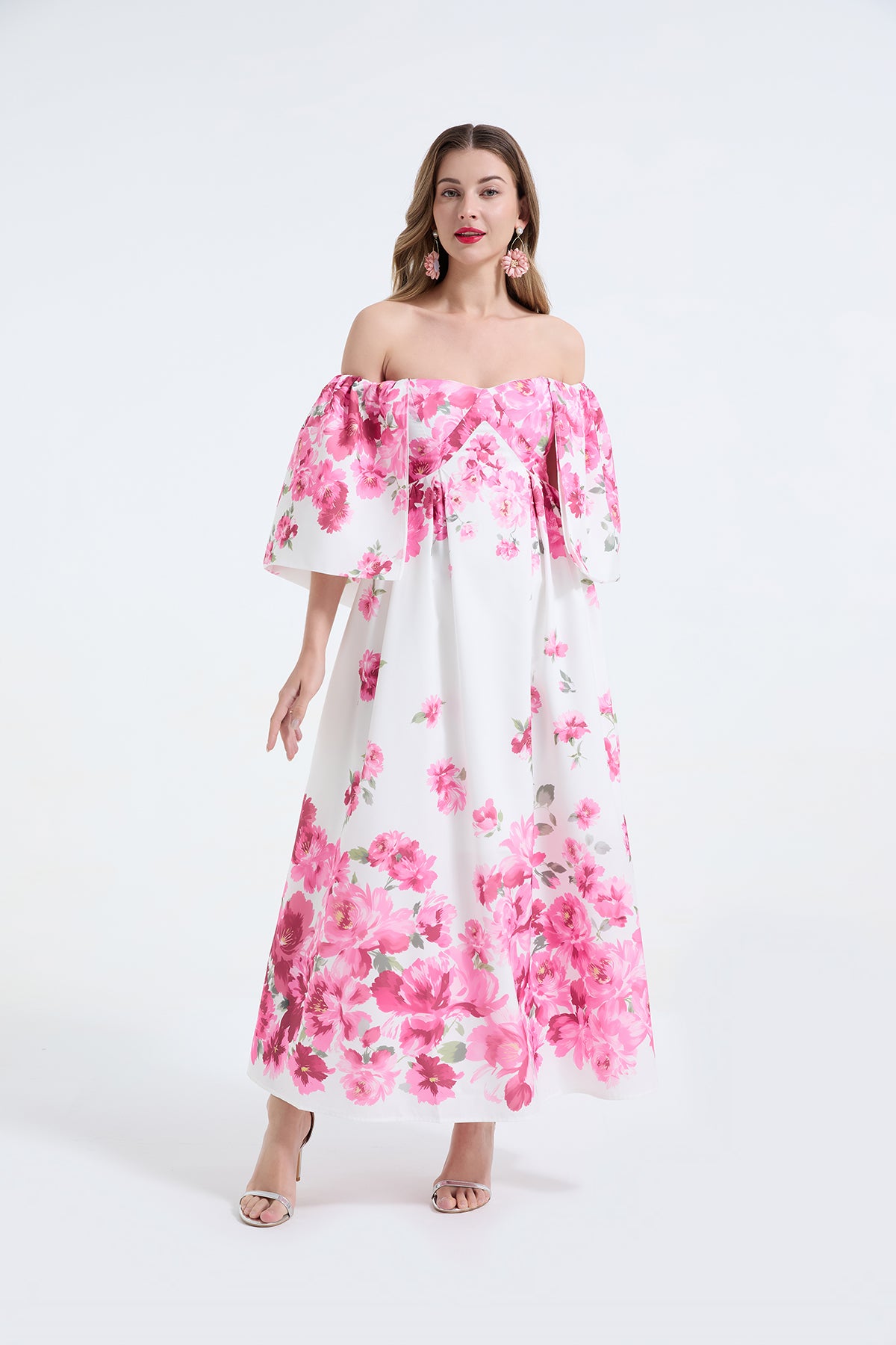 Women's Off-Shoulder Floral Maxi Dress