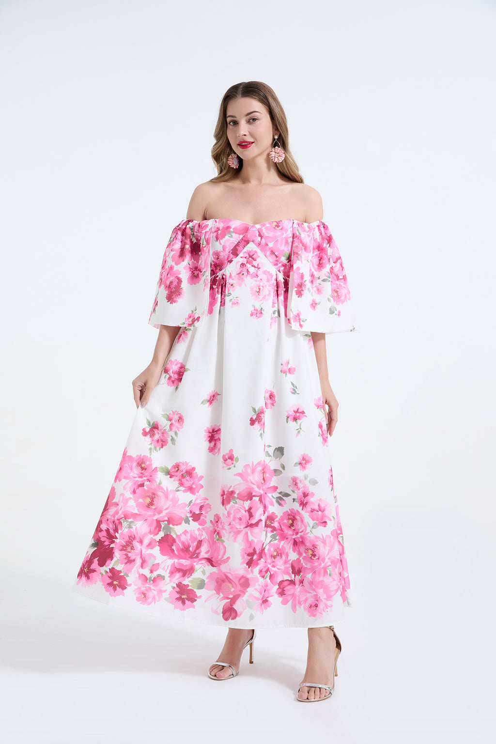 Women's Off-Shoulder Floral Maxi Dress