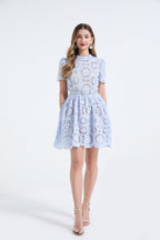 3D Lace Contrast Mini Dress