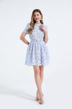 3D Lace Contrast Mini Dress