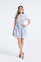 3D Lace Contrast Mini Dress