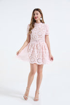 3D Lace Contrast Mini Dress