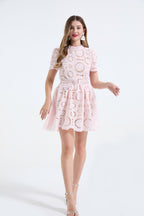 3D Lace Contrast Mini Dress
