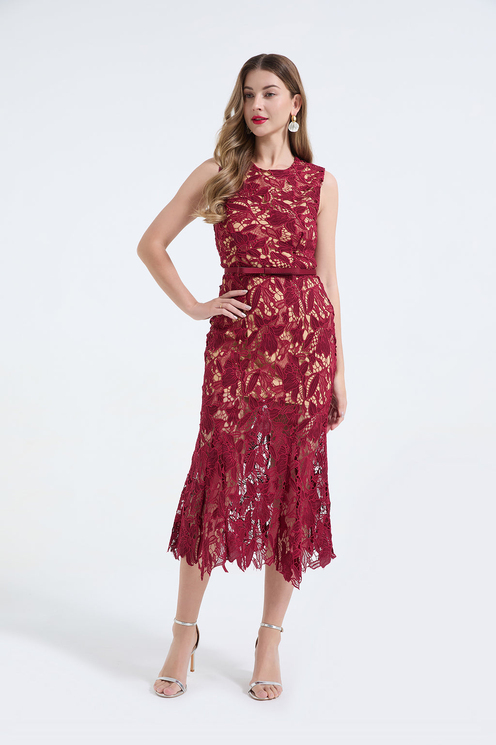3D Lace Sleeveless Fishtail Dress