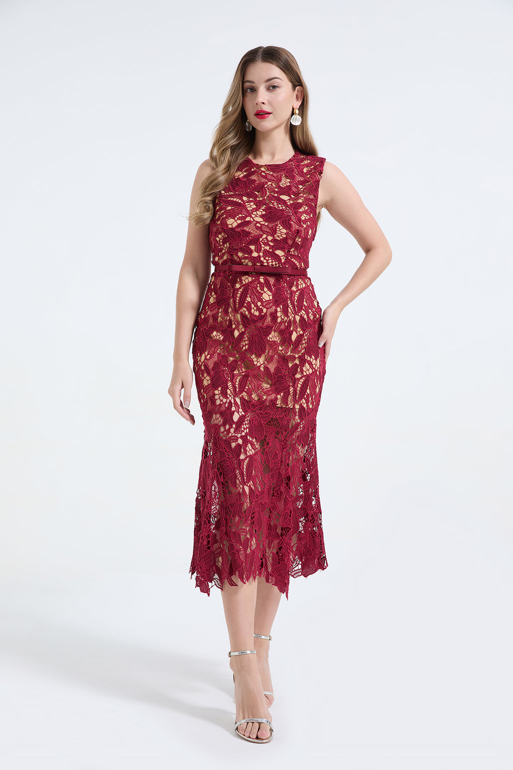3D Lace Sleeveless Fishtail Dress