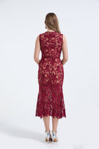 3D Lace Sleeveless Fishtail Dress