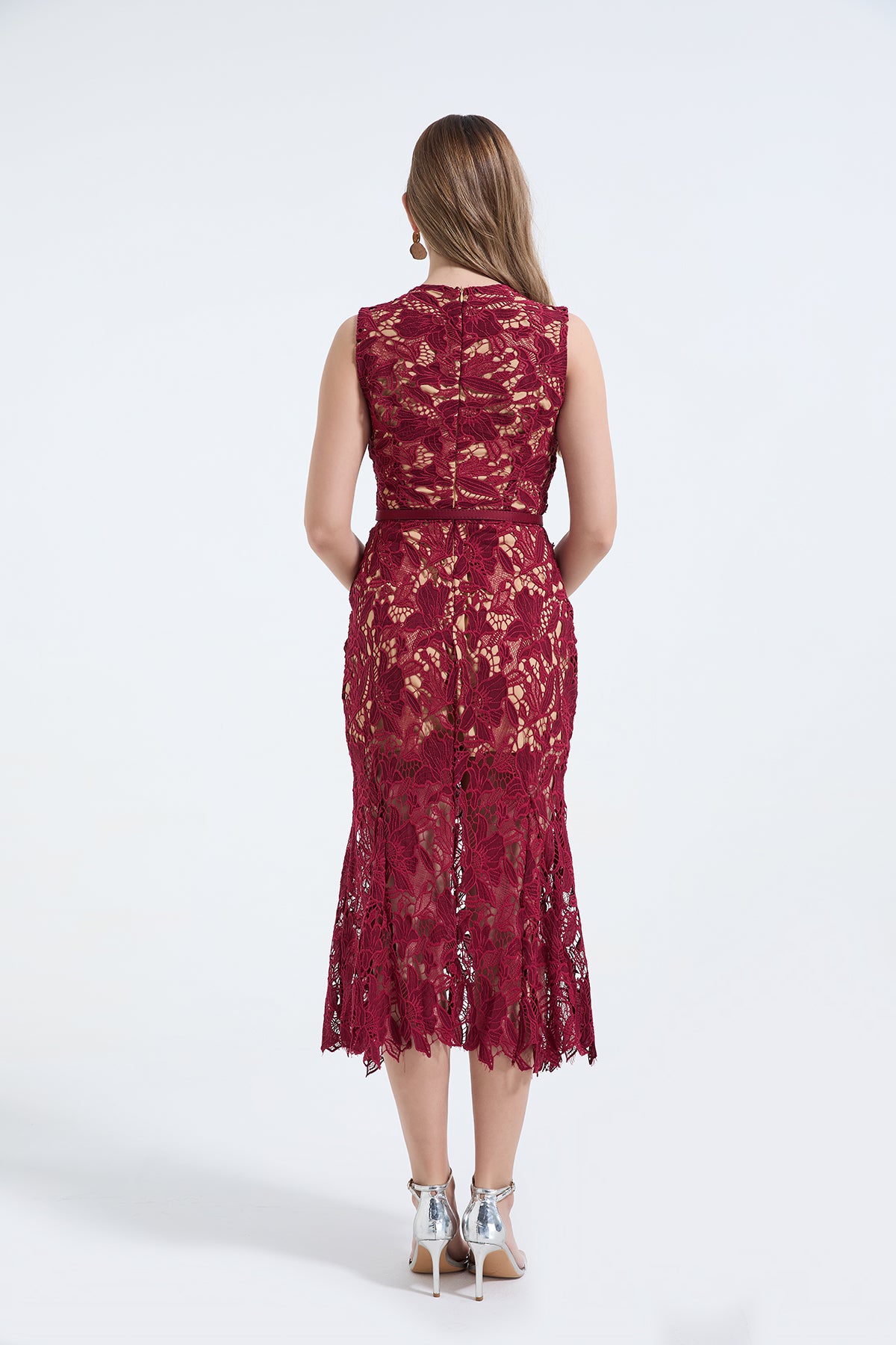 3D Lace Sleeveless Fishtail Dress