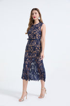 3D Lace Sleeveless Fishtail Dress