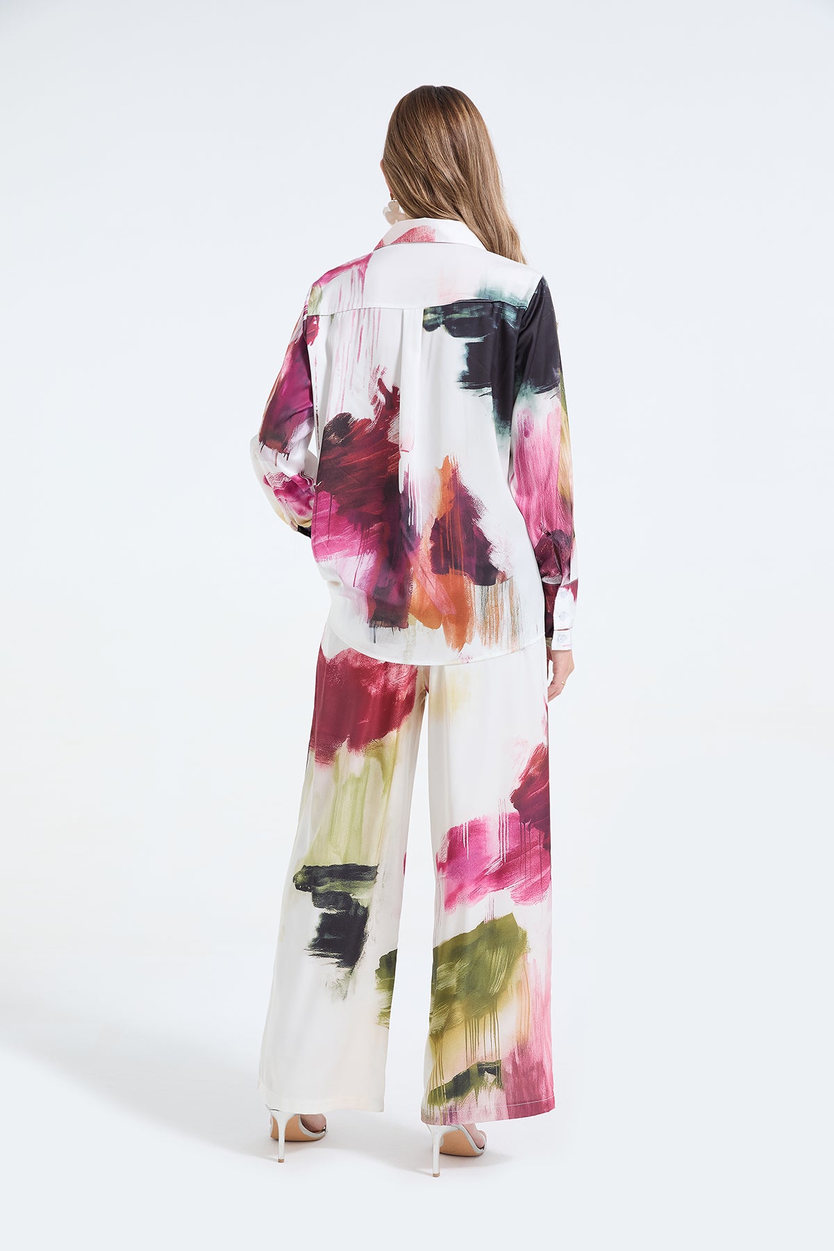 Women's Printed Shirt & Wide-Leg Pants Set