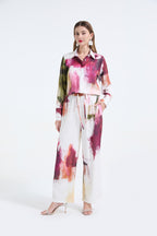 Women's Printed Shirt & Wide-Leg Pants Set