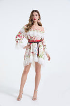 Off-Shoulder Lace High-Low Dress