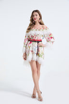 Off-Shoulder Lace High-Low Dress