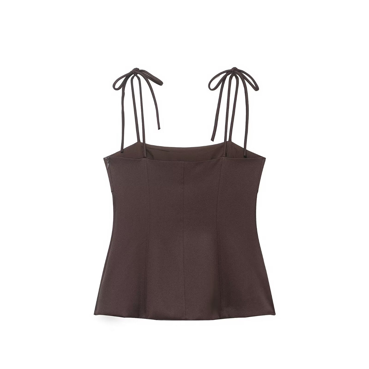 Casual Lace Up Decorative Coffee Color Bow Straight Collar