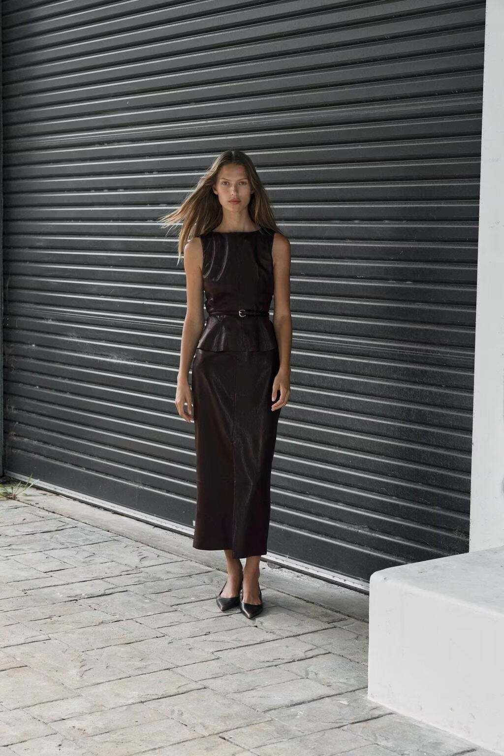 Women's Autumn Faux Leather Effect Belt Vest