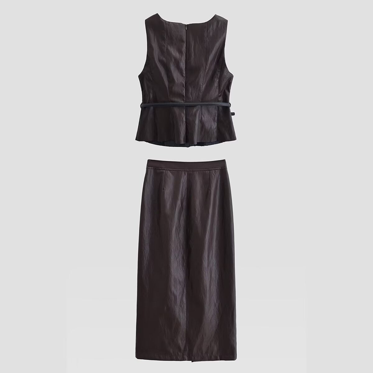 Women's Autumn Faux Leather Effect Belt Vest