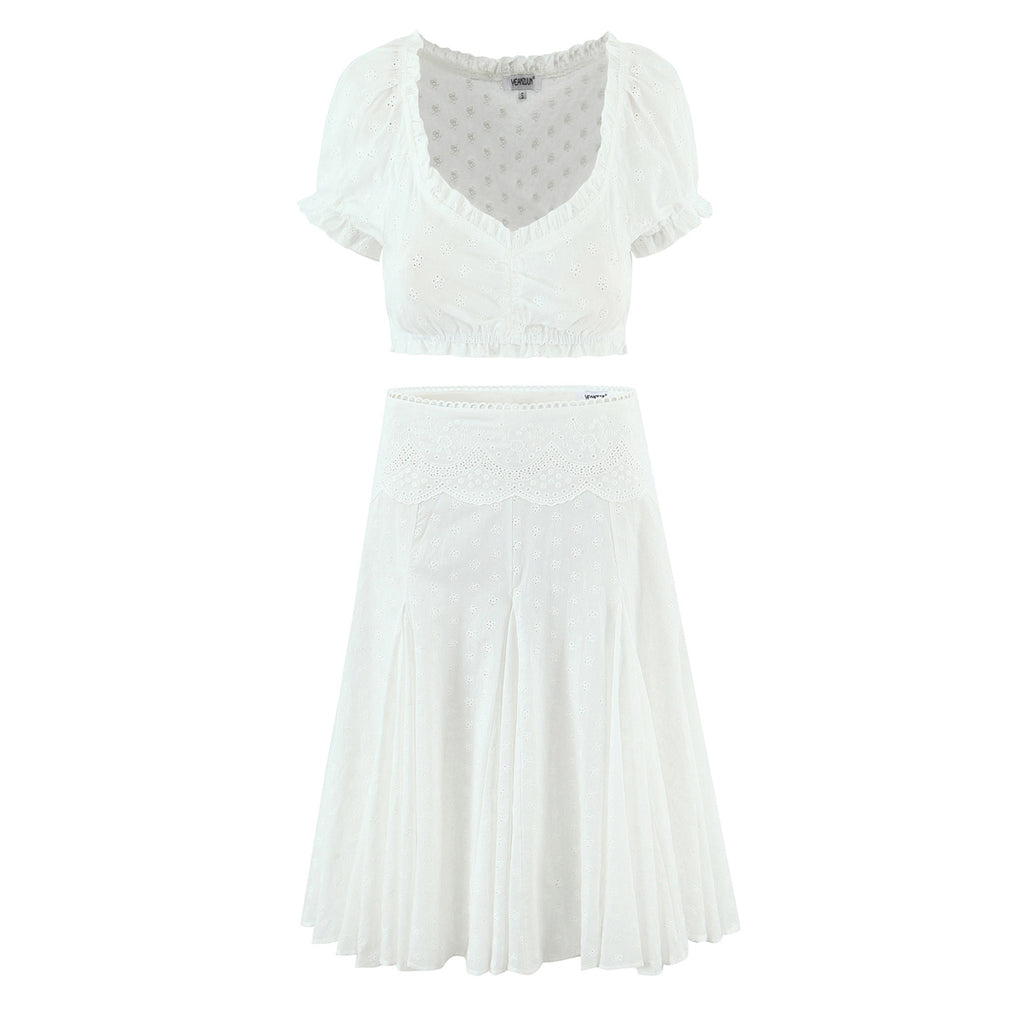 Women's Lace Top And Skirt Two-Piece Set