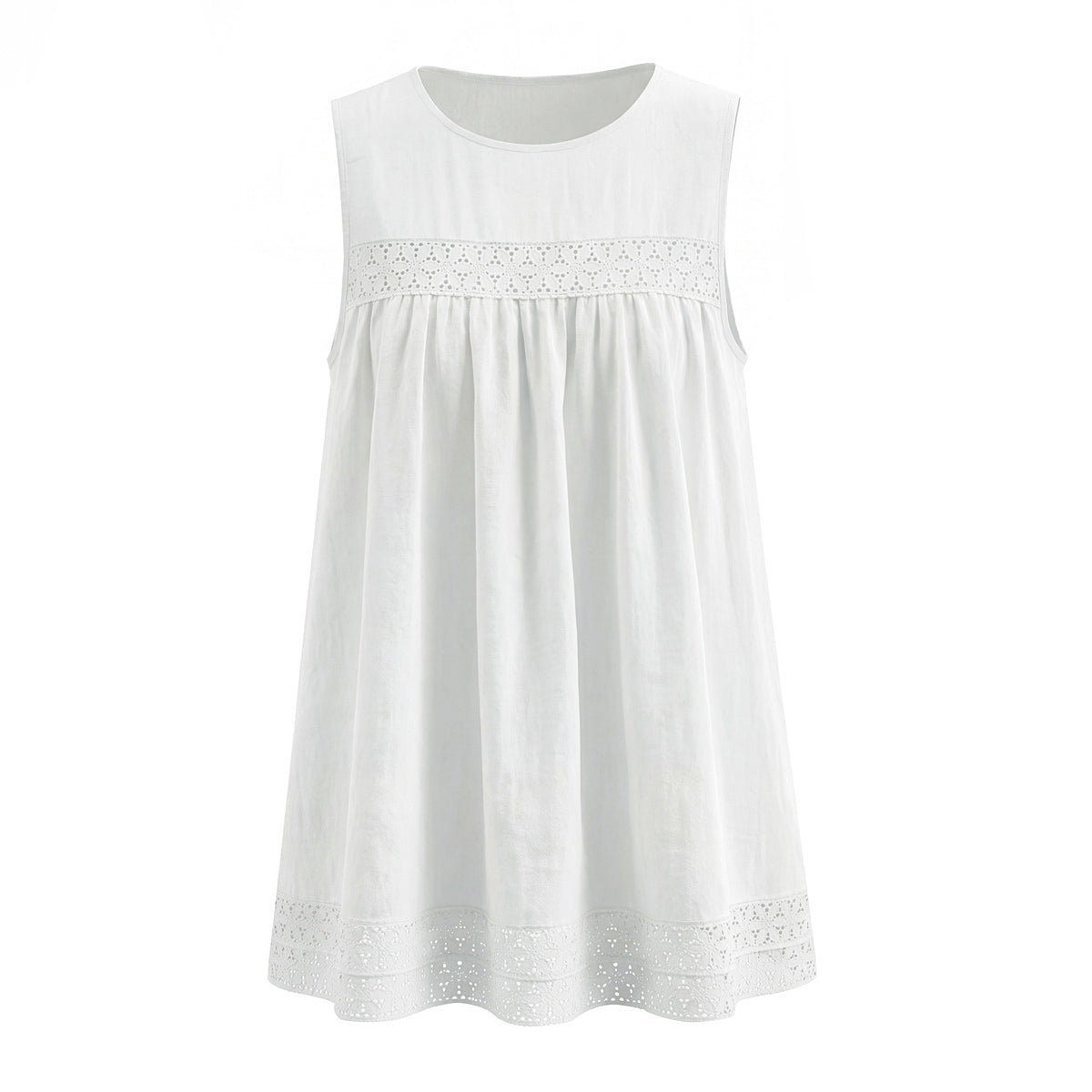 Lace-Embroidered Sleeveless A-Line Mini Dress