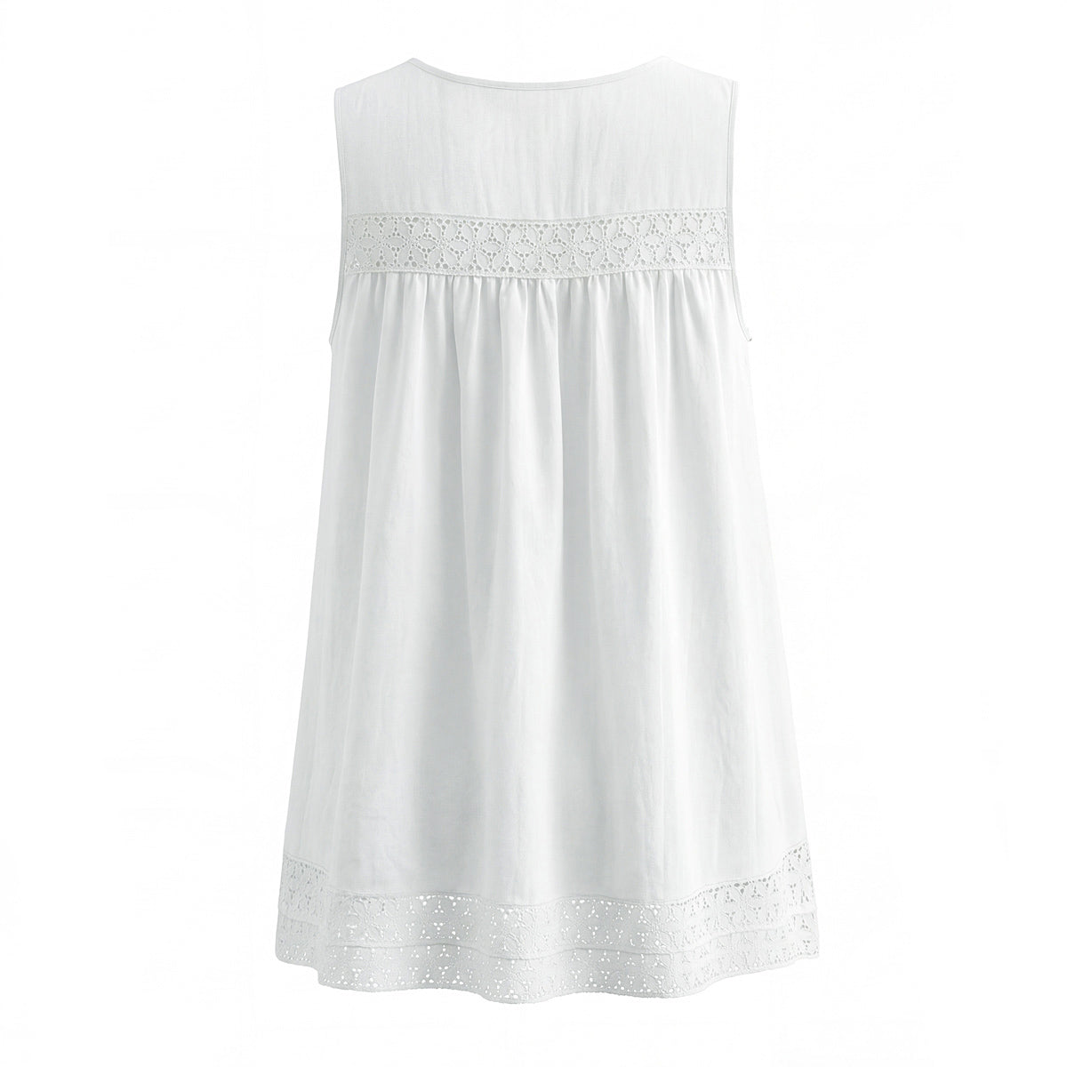 Lace-Embroidered Sleeveless A-Line Mini Dress
