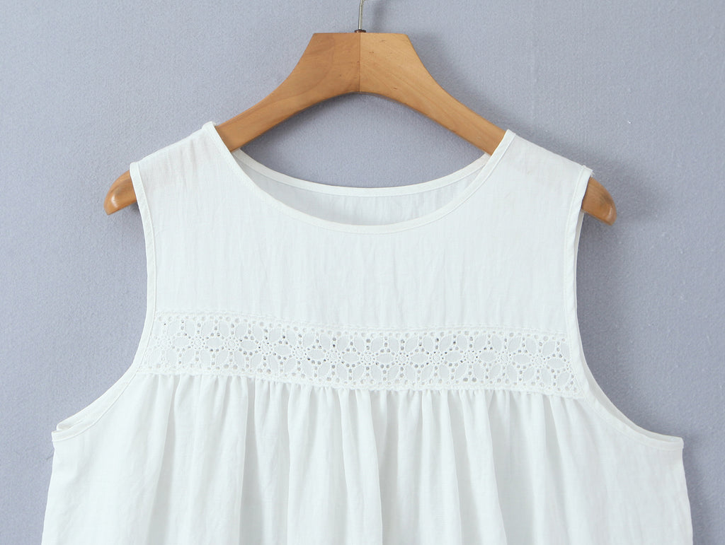 Lace-Embroidered Sleeveless A-Line Mini Dress