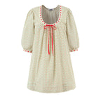 French Red Ribbon Mid Sleeve Dress