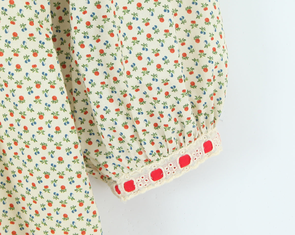 French Red Ribbon Mid Sleeve Dress