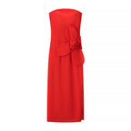 Women's Strapless Floral 3D Split Maxi Dress