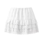 Women's Lace Collar Embroidery Hollow Top and Skirt Two-Piece Set