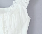 's Fashionable Elegant French Wooden Ear Embroidered Vest Top