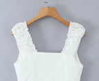 's Fashionable Elegant French Wooden Ear Embroidered Vest Top