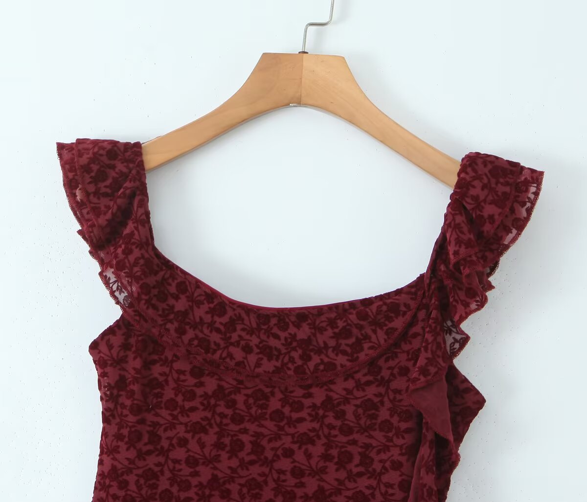 Women's Cute Deep V Plunge Neck Bow Flocked Printed Tight Dress
