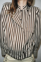 Women's Clothing Autumn Stylish Graceful Simple All Match Office Striped Shirt