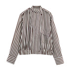 Women's Clothing Autumn Stylish Graceful Simple All Match Office Striped Shirt
