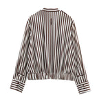 Women's Clothing Autumn Stylish Graceful Simple All Match Office Striped Shirt