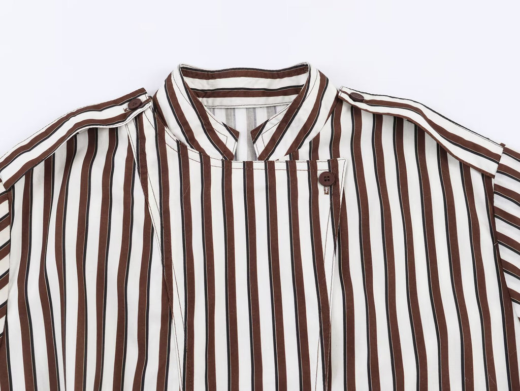 Women's Clothing Autumn Stylish Graceful Simple All Match Office Striped Shirt