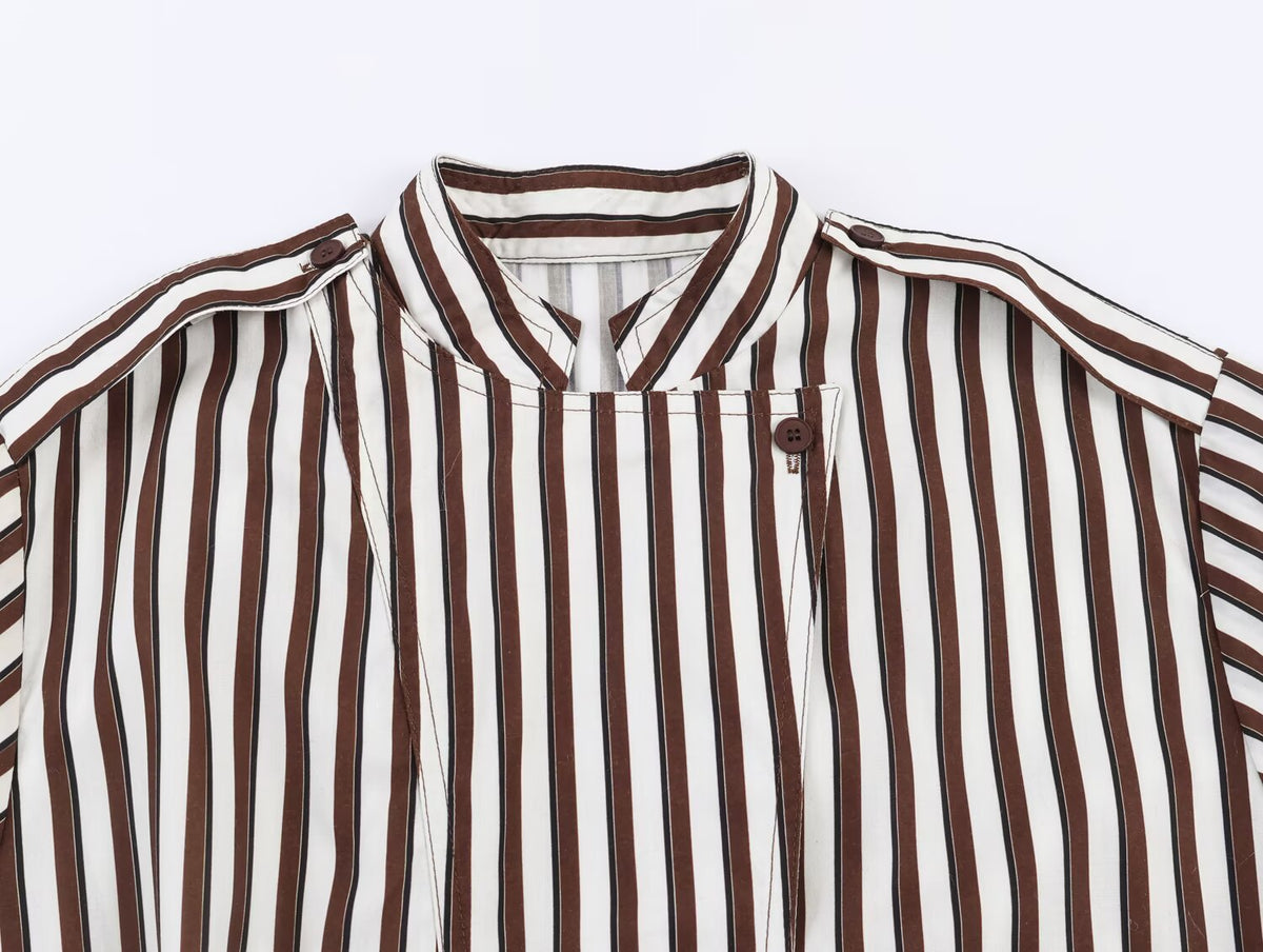 Women's Clothing Autumn Stylish Graceful Simple All Match Office Striped Shirt