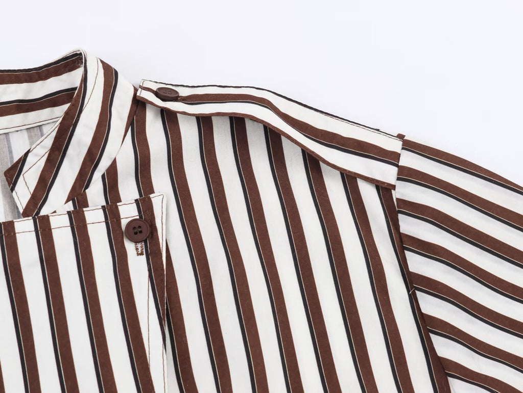 Women's Clothing Autumn Stylish Graceful Simple All Match Office Striped Shirt