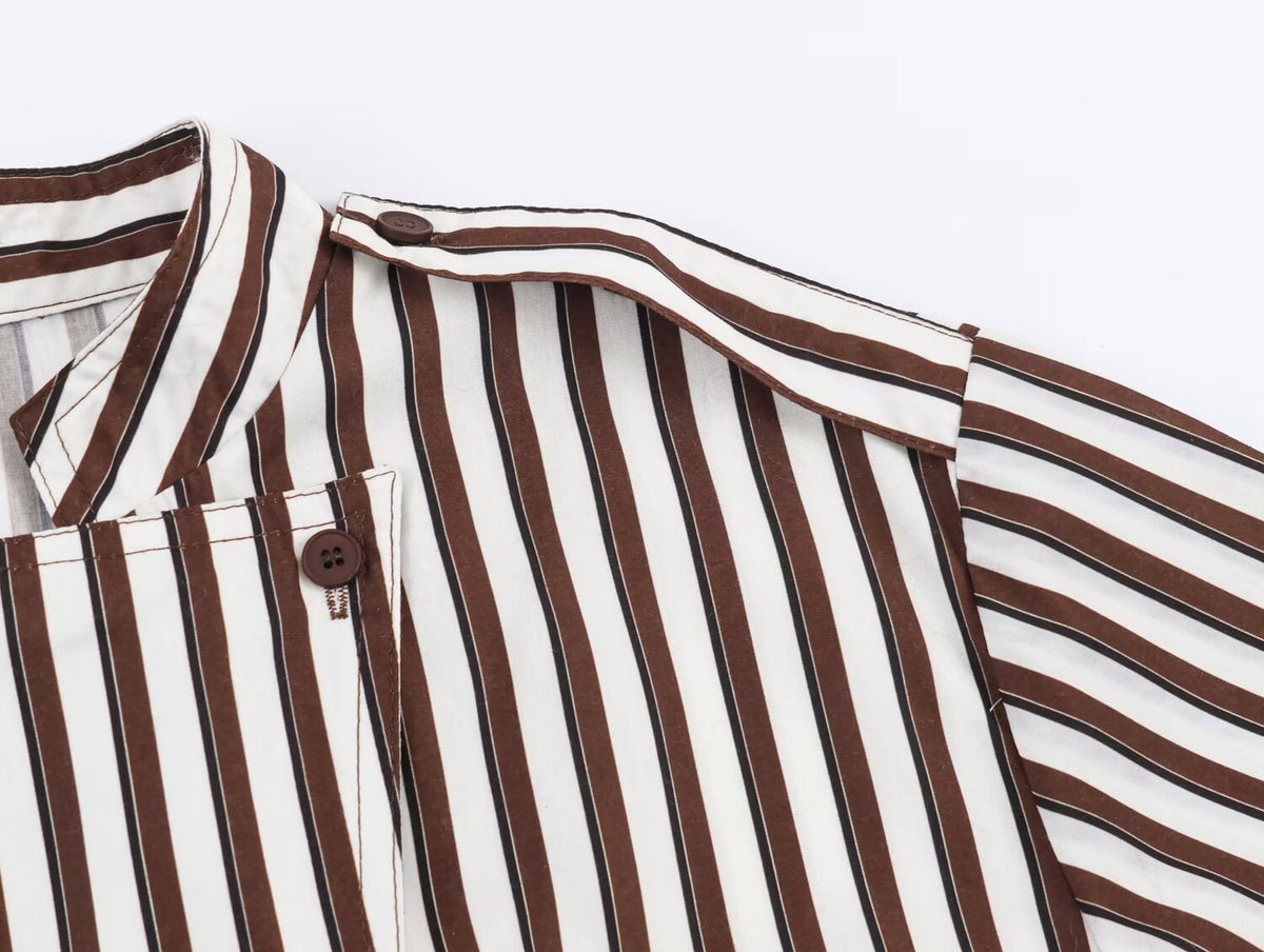 Women's Clothing Autumn Stylish Graceful Simple All Match Office Striped Shirt