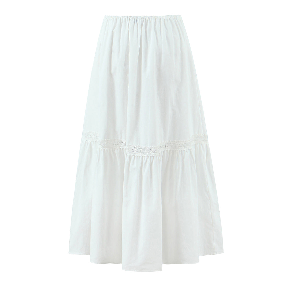 Women's White Lace A-Line Top And Skirt Two-Piece Set
