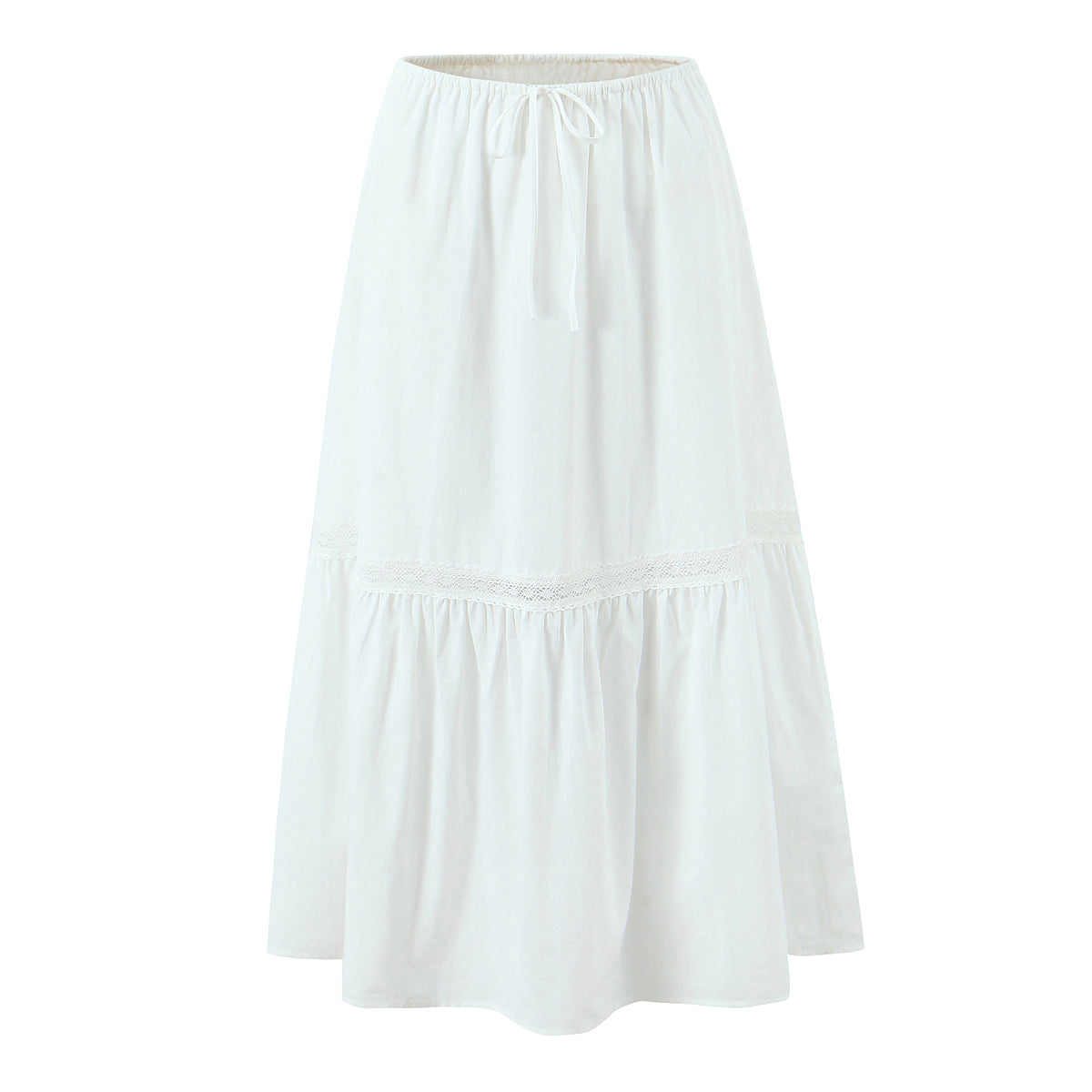 Women's White Lace A-Line Top And Skirt Two-Piece Set