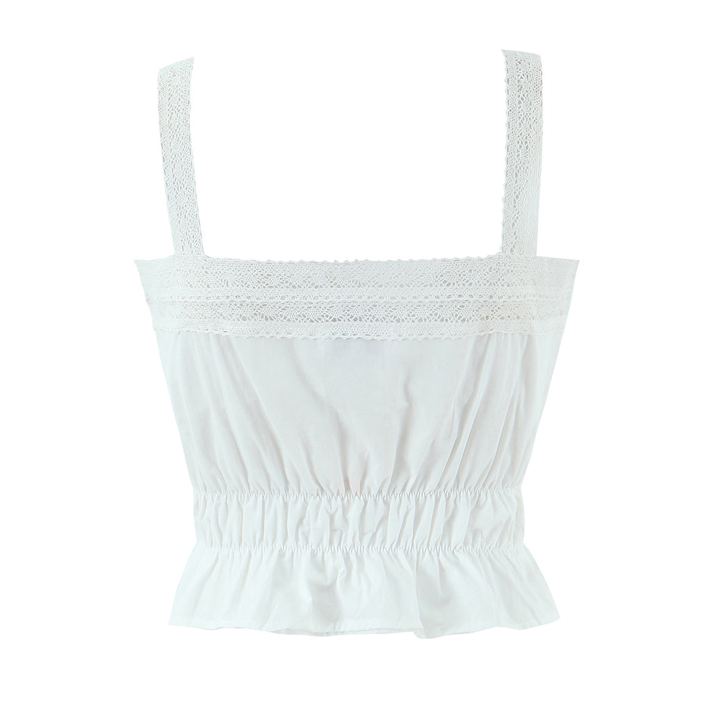 Women's White Lace A-Line Top And Skirt Two-Piece Set