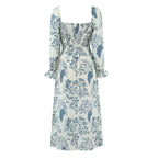 's Early Spring Square Collar Side Slit Ninth Sleeve Dress